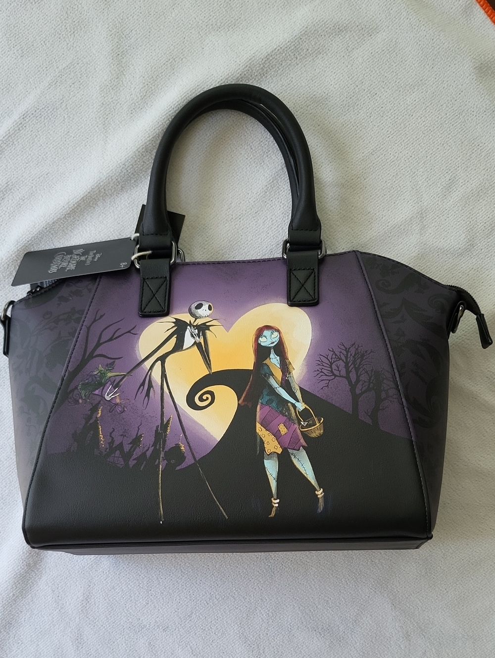 NWT Loungefly Nightmare Before Christmas Jack & Sally Heart Moon Satchel Bag
